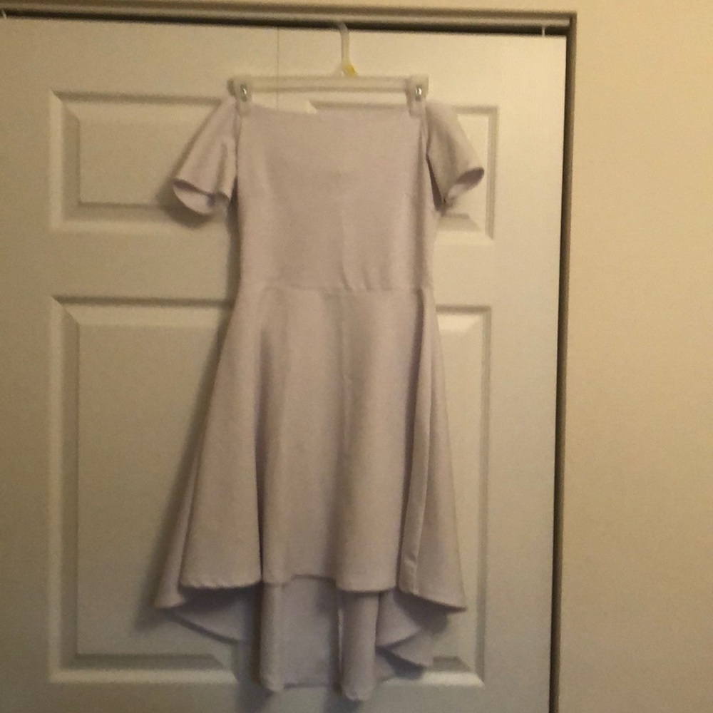 Off the shoulder, high low dress